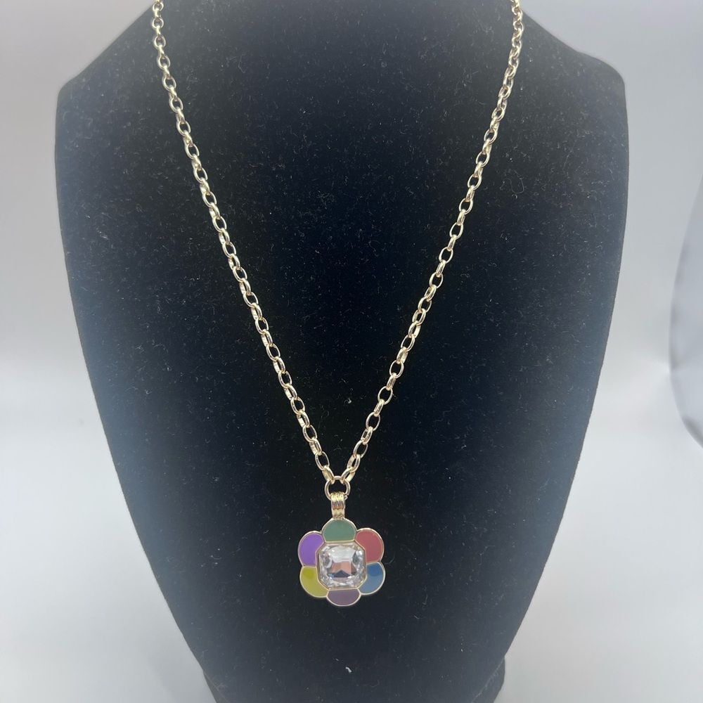 Isaac Mizrahi Gold Chain with Colorful Flower Pendant - Picture 6 of 8